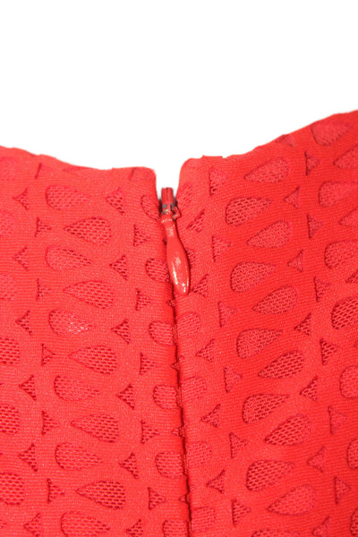 Reiss Women Sheath Dress Red Geometric Knee Length Sleeveless Round Neck Size 6