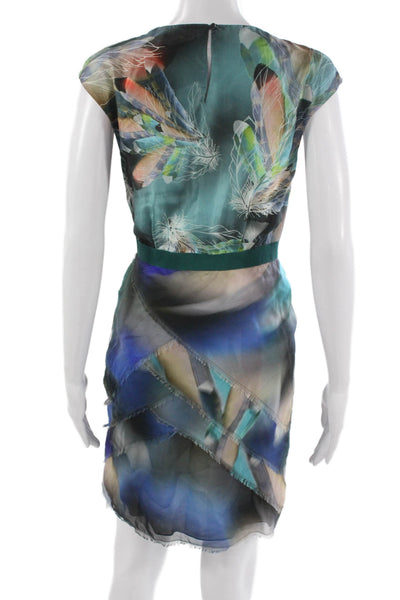 Matthew Williamson Women Shift Dress Multicolor Silk Short Sleeve Size 8