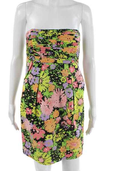 Shoshanna Women Sheath Floral Strapless Short Multicolor Polyester Dress Size 4
