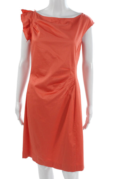 Boss Hugo Boss Women A-Line Dress Orange Cotton Sleeveless Knee Length Size 6