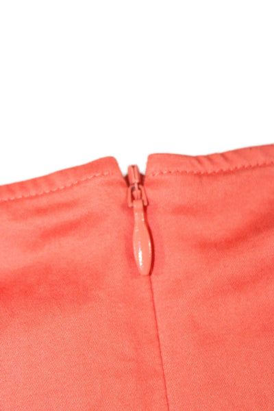 Boss Hugo Boss Women A-Line Dress Orange Cotton Sleeveless Knee Length Size 6