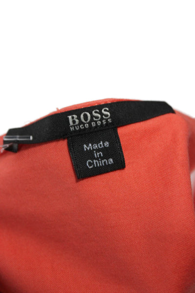 Boss Hugo Boss Women A-Line Dress Orange Cotton Sleeveless Knee Length Size 6