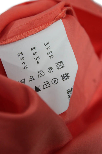 Boss Hugo Boss Women A-Line Dress Orange Cotton Sleeveless Knee Length Size 6