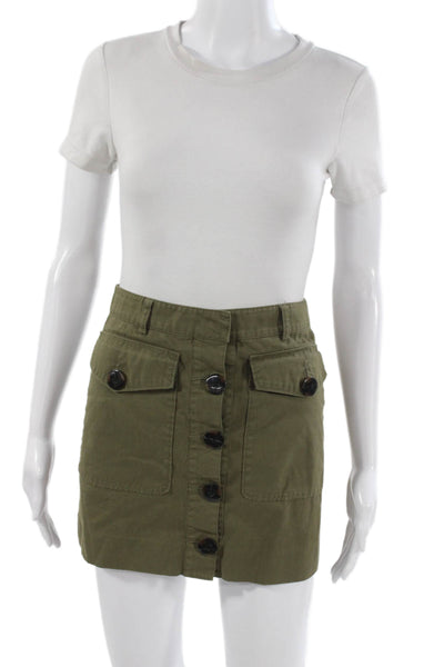 Rebecca Minkoff Womens Cargo Mini Skirt Green Cotton Size S