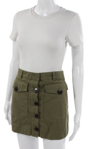 Rebecca Minkoff Womens Cargo Mini Skirt Green Cotton Size S