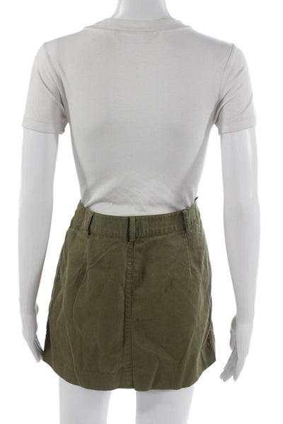 Rebecca Minkoff Womens Cargo Mini Skirt Green Cotton Size S