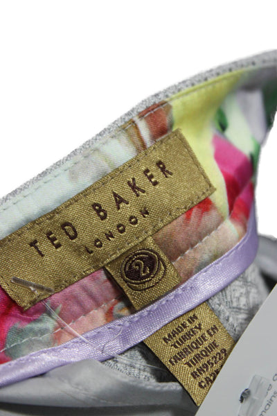 Ted Baker London Womens Ankle Pants Gray Polyester Geometric Size 2
