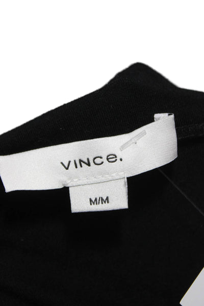 Vince Women Tunic Boat Neck Long Sleeve Black Rayon Blend Size M