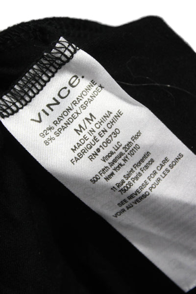Vince Women Tunic Boat Neck Long Sleeve Black Rayon Blend Size M