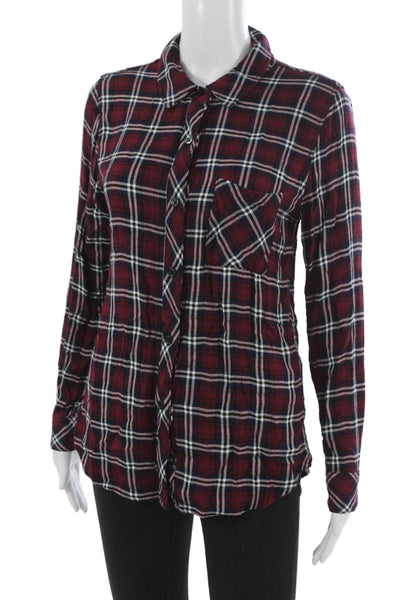 Rails Unisex Button Up Plaid Collared Rayon Long Sleeve Top Size S
