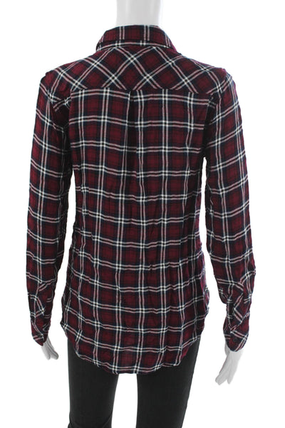 Rails Unisex Button Up Plaid Collared Rayon Long Sleeve Top Size S
