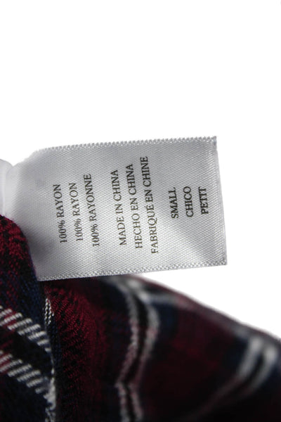 Rails Unisex Button Up Plaid Collared Rayon Long Sleeve Top Size S