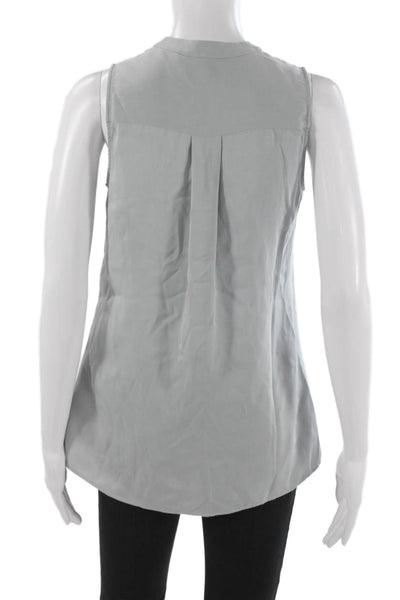 Theory Women Basic Silk Blend V-Neck Sleeveless Blouse Gray Size S