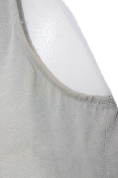 Theory Women Basic Silk Blend V-Neck Sleeveless Blouse Gray Size S