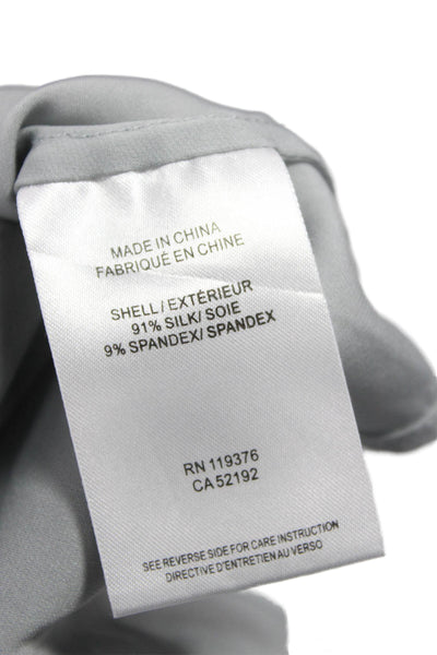 Theory Women Basic Silk Blend V-Neck Sleeveless Blouse Gray Size S