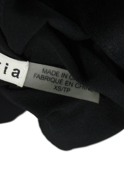 Alice + Olivia Womens Silk Halter Long Sleeve Blouse Black Size XS