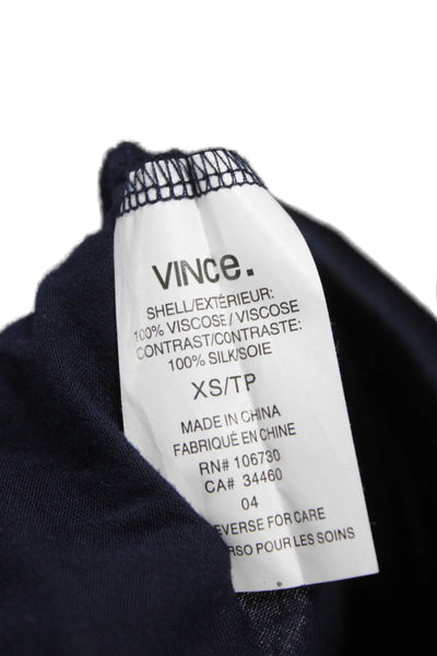 Vince Women Basic Boat Neck Long Sleeve Viscose T-Shirt Blue Size XS