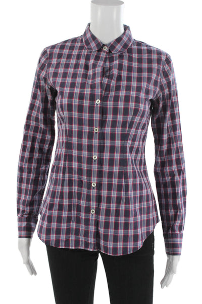 Theory Unisex Button Up Plaid Collared Long Sleeve Cotton Top Size S