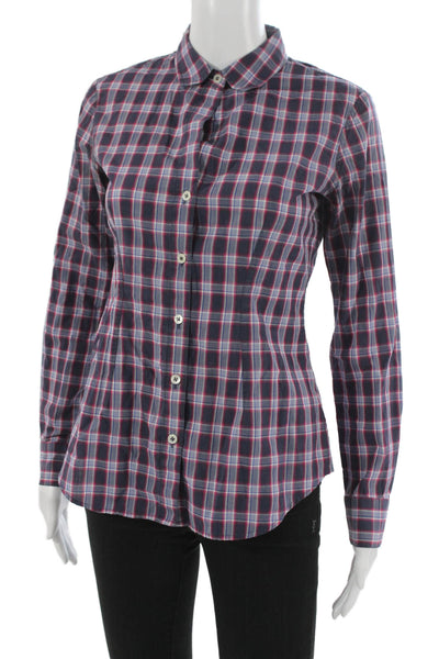 Theory Unisex Button Up Plaid Collared Long Sleeve Cotton Top Size S