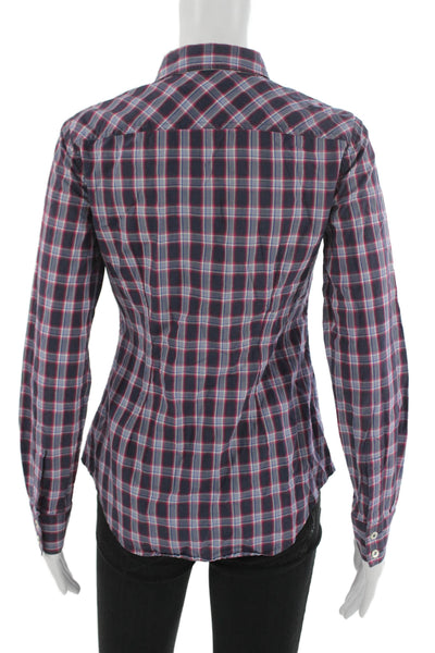 Theory Unisex Button Up Plaid Collared Long Sleeve Cotton Top Size S