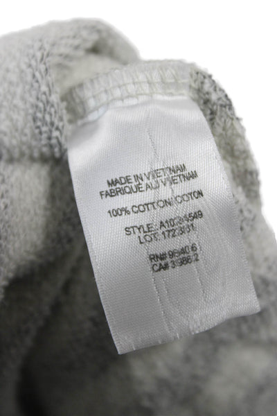 Theory Women Gray Striped Collared Cotton Open Front Longsleeve Cardigan Size S