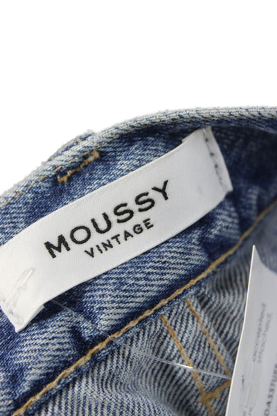 Moussy Womens Straight Jeans High Rise Blue Cotton Vintage Size 25
