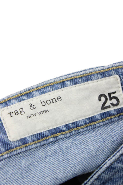 Rag & Bone Unisex Adults Straight Jeans Blue High Rise Button Cotton Size 25