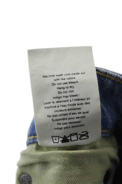 Rag & Bone Unisex Adults Straight Jeans Blue High Rise Button Cotton Size 25
