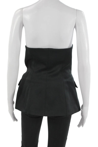 Zara Women Basic Black Sweetheart Button-Up Sleeveless Polyester Top Size M