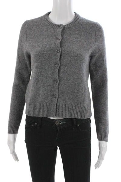 Zara Women Gray Wool Cardigan Long Sleeve Round Neck Size S