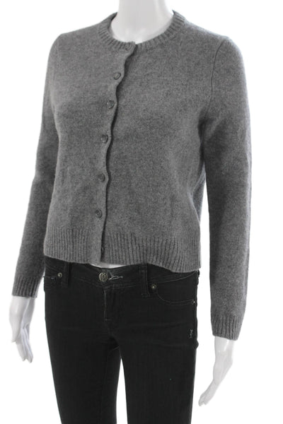 Zara Women Gray Wool Cardigan Long Sleeve Round Neck Size S