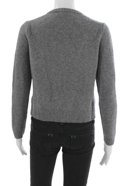 Zara Women Gray Wool Cardigan Long Sleeve Round Neck Size S