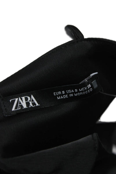 Zara Womens Mini Dress Black V Neck Sleeveless Polyester Size S