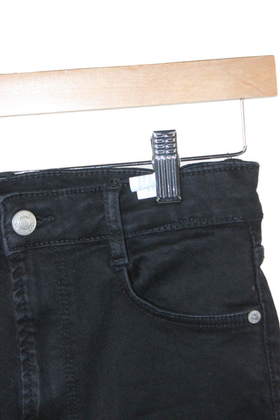 Zara Women Skinny High Waist Jeans Black Cotton Button Size 6