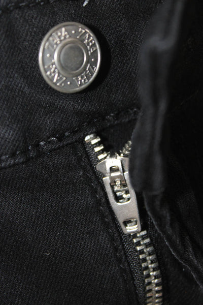 Zara Women Skinny High Waist Jeans Black Cotton Button Size 6