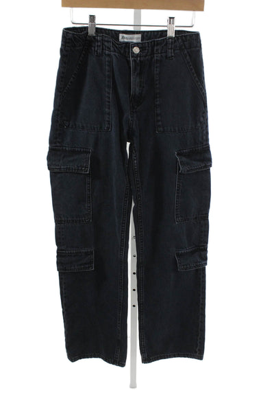 Zara Women Wide Leg Black Mid Rise Button Jeans Size 4