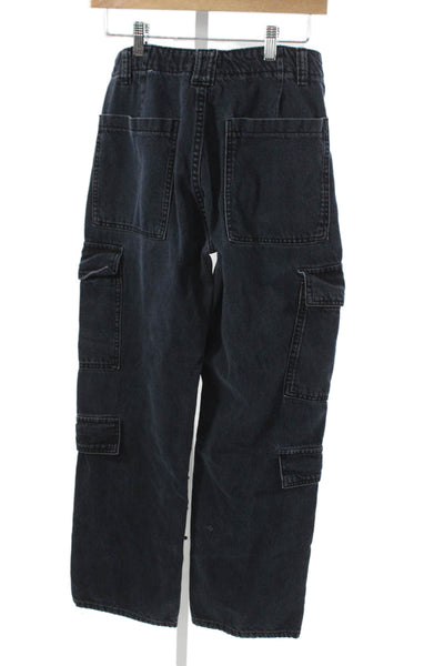 Zara Women Wide Leg Black Mid Rise Button Jeans Size 4