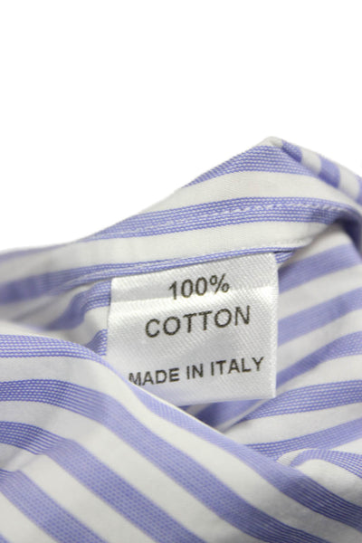 Fray Mens Cotton Striped Button Up Shirt Blue Size 16/41