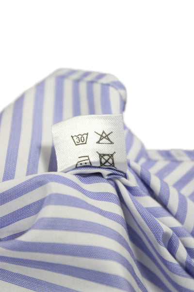 Fray Mens Cotton Striped Button Up Shirt Blue Size 16/41