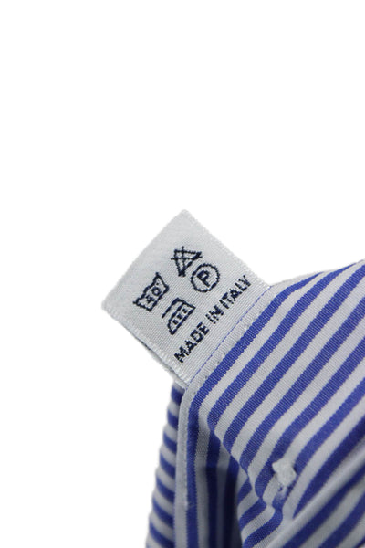 Giusto! Senza Regole Mens Cotton Striped Button Up Shirt Blue Size 41/16