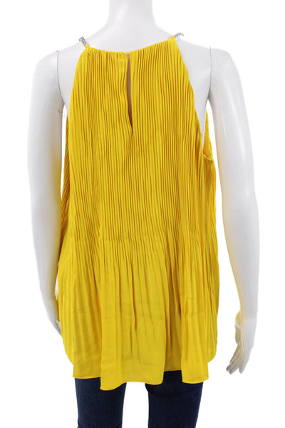 Michael Michael Kors Womens Halter Yellow Basic Tank Sleeveless Button Size M