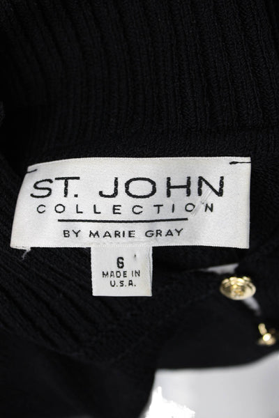 St. John Collection Women Black Knit Pullover Sweater Long Sleeve Size 6