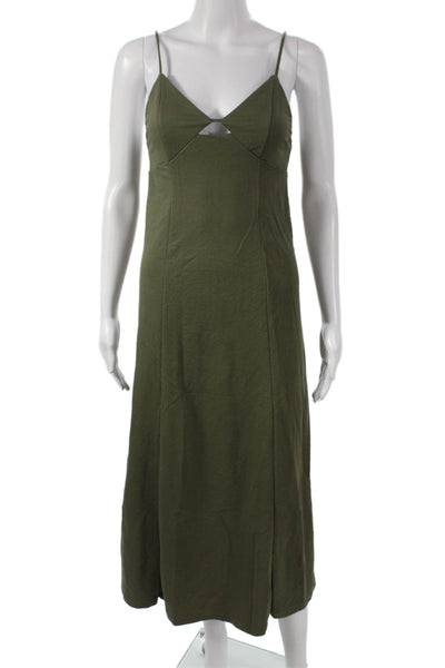 MNG Women Slip Dress Green Sweetheart Viscose Full Length Sleeveless Size 2