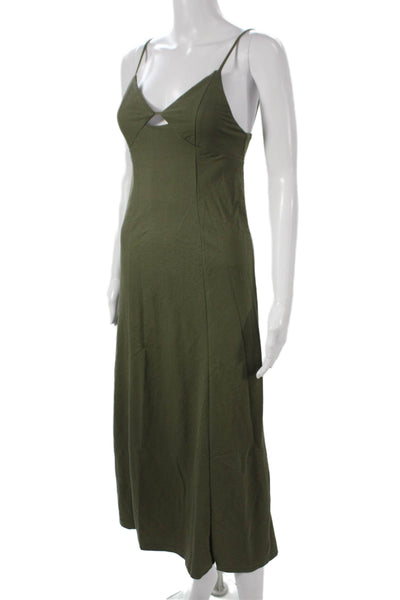 MNG Women Slip Dress Green Sweetheart Viscose Full Length Sleeveless Size 2