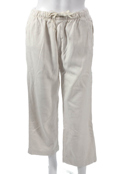 Zara Womens Cropped Beige Cotton Blend Drawstring Pants Size XS