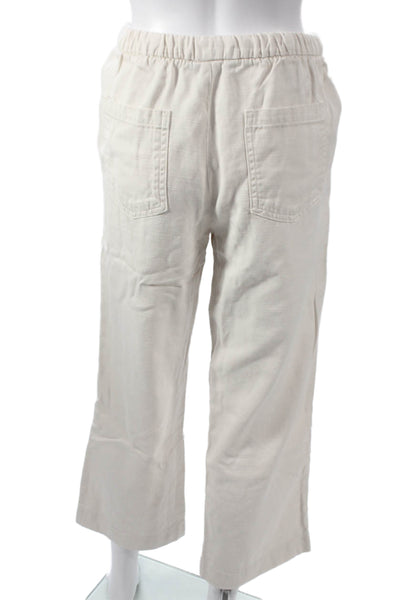 Zara Womens Cropped Beige Cotton Blend Drawstring Pants Size XS