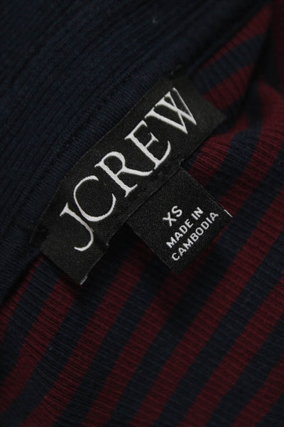 J Crew Women Red Striped Collared Long Sleeve Polo Size XS