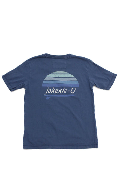 Johnnie-o Childrens Boys Short Sleeves Tee Shirt Blue Cotton Size 10