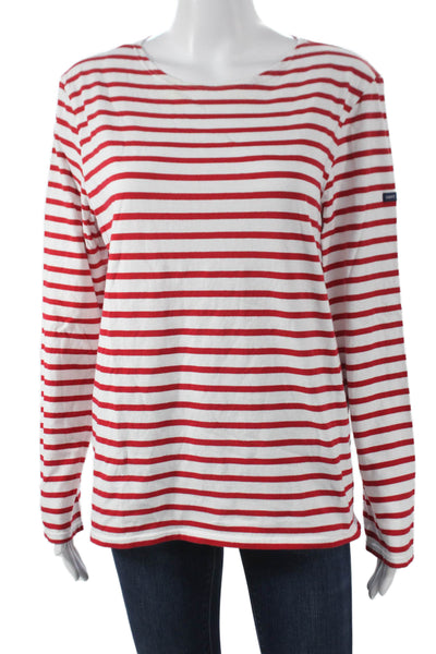 Saint James L'Atelier Women Striped Boat Neck T-Shirt Long Sleeve Size S