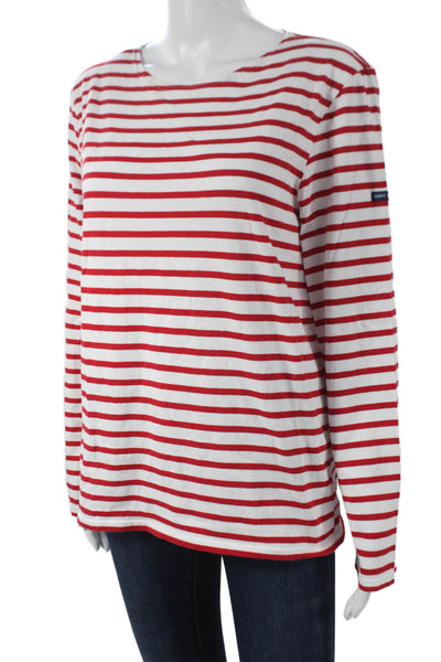 Saint James L'Atelier Women Striped Boat Neck T-Shirt Long Sleeve Size S